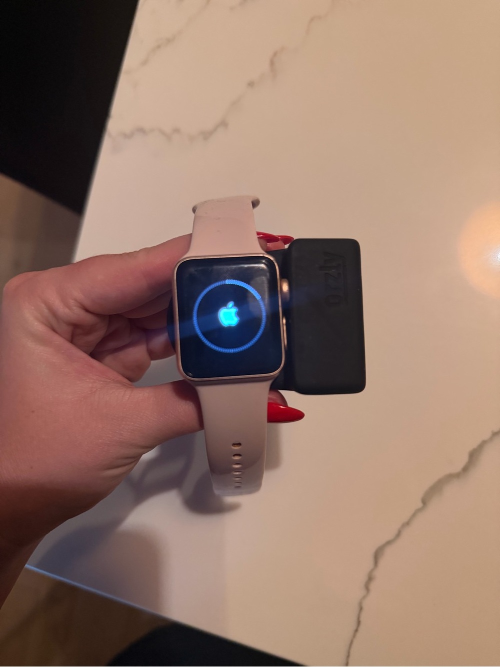 Apple Watch with Light Pink Silicone Band